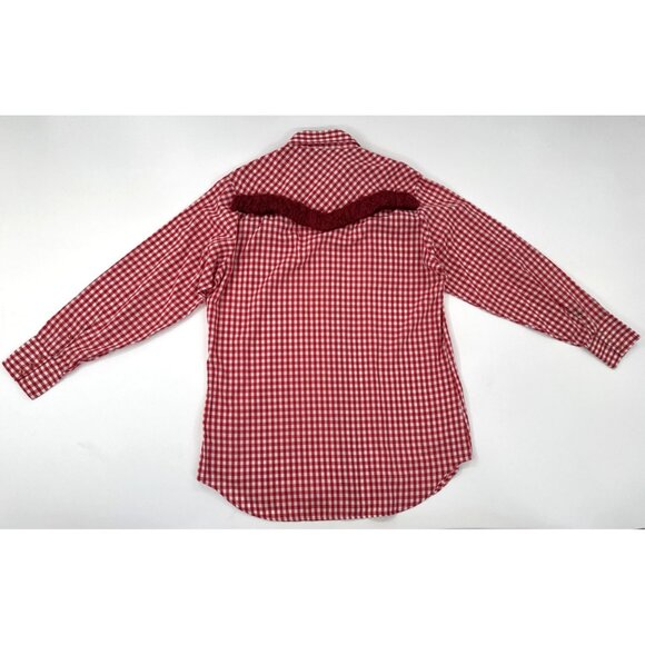 Vintage Sears Western Wear Cowboy Shirt Mens XL Red Rockabilly Pearl Snap Fringe - Picture 2 of 16